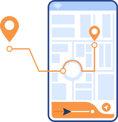 Illustration of a road map on a phone screen